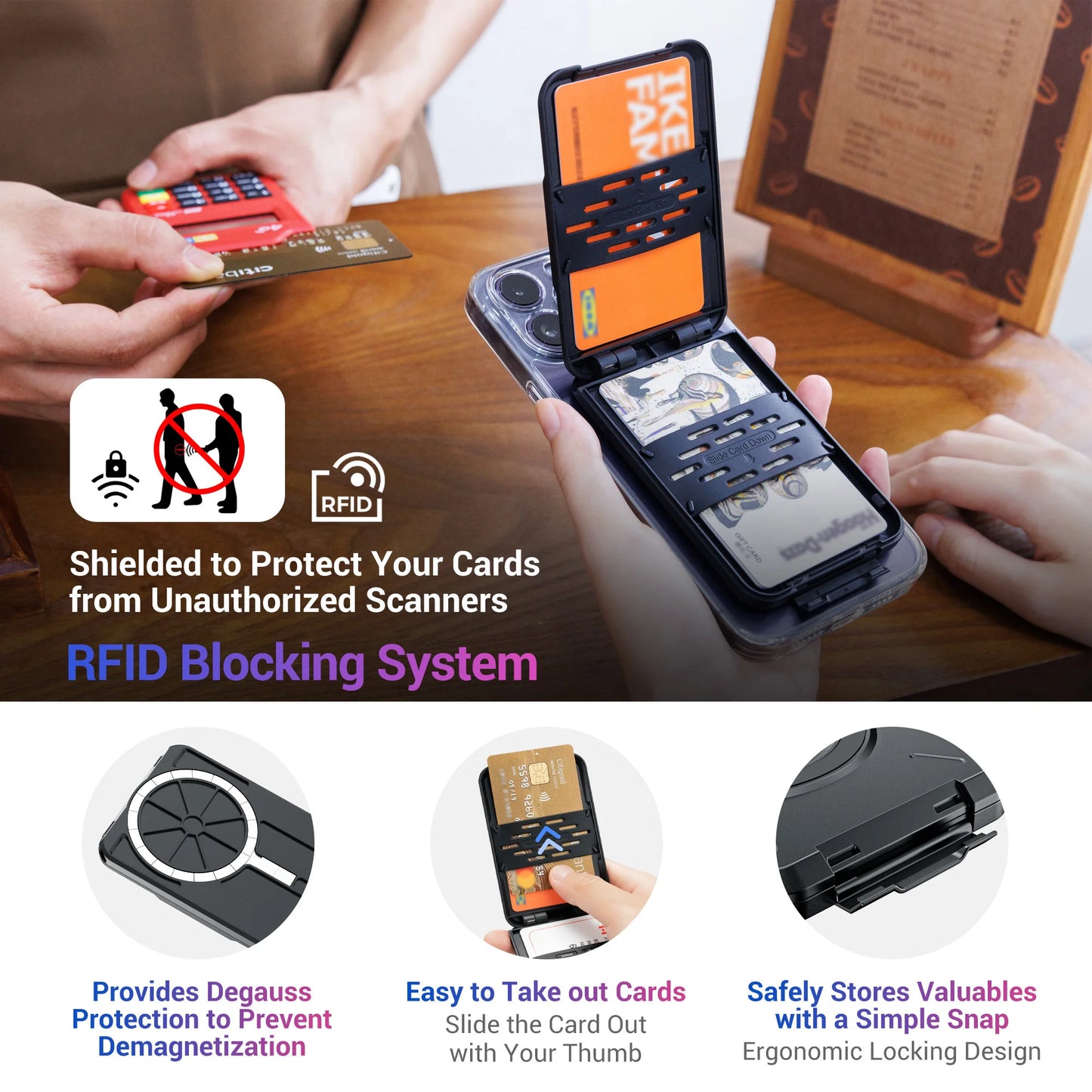 Magnetic Alpha Male Wallet & Card Holder with RFID Blocking Function for iPhone 14 15 Pro/ Pro Max/ 13 Pro Max/ 13 Pro 12 11